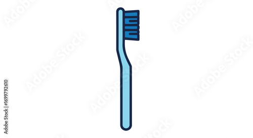 Minimalist blue toothbrush icon on a clean white backdrop emphasizing simplicity and dental care hygiene practice within daily routines