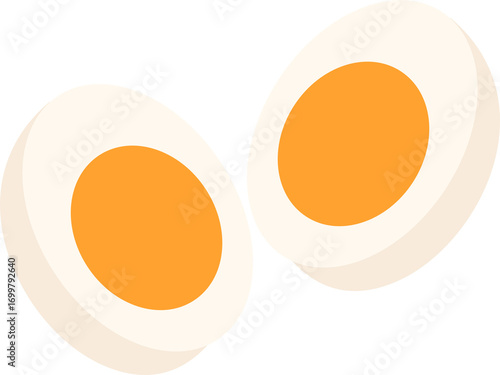 Boiled egg illustration, Soft Boiled Egg Slices