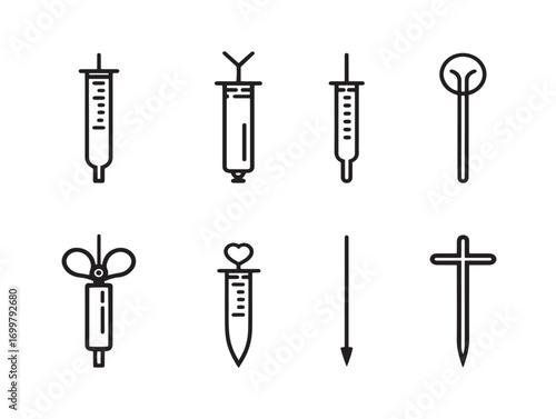 Elegant catheter insertion kit healthcare equipment minimal vector art