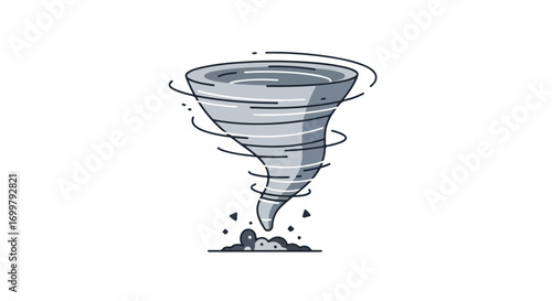 Whimsical Cartoon Tornado Illustration Depicting Natural Power and Weather Phenomenon Forceful Element