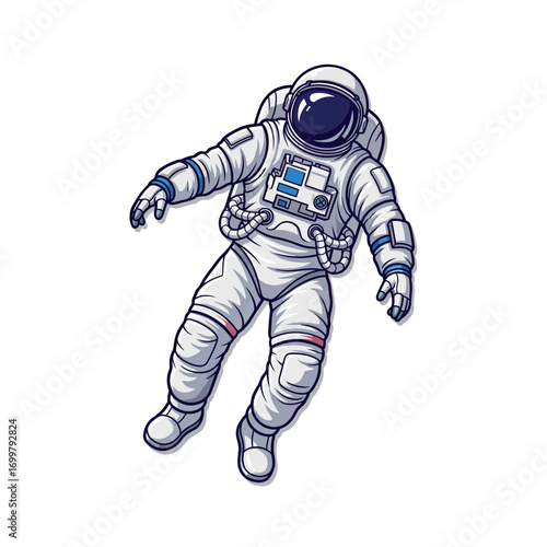 Astronaut floating in space, detailed illustration.