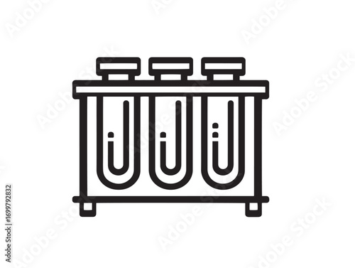 Professional healthcare centrifuge tubes symbol elegant line vector art