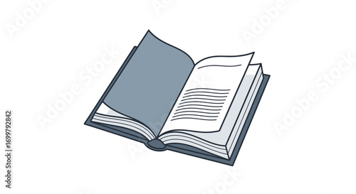 Illustration of an open book for education and reading themes representing knowledge sharing and