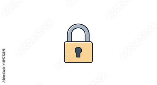 Illustration of a Secure Padlock on a White Background: Protecting Information