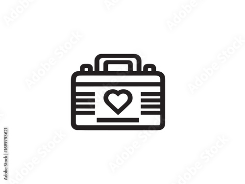 Professional medical defibrillator device in vector line drawing