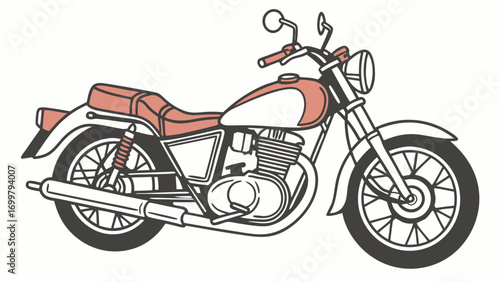 Vintage Motorcycle Illustration Simple Clean Design.