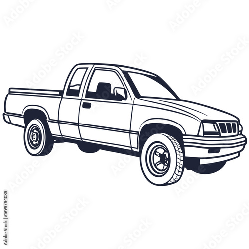 Vintage pickup truck vector illustration isolated on white.
