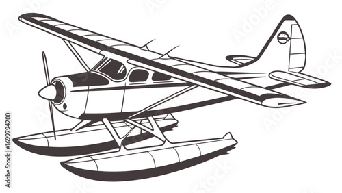 Vintage seaplane vector illustration on white background.