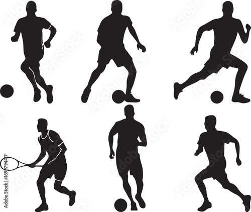 silhouettes of tennis players