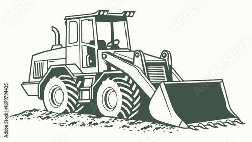 Wheel Loader Excavator on Construction Site.