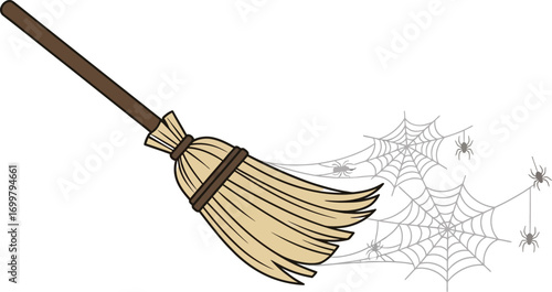 Spooky broom sweeps away cobwebs for Halloween cleanup fun