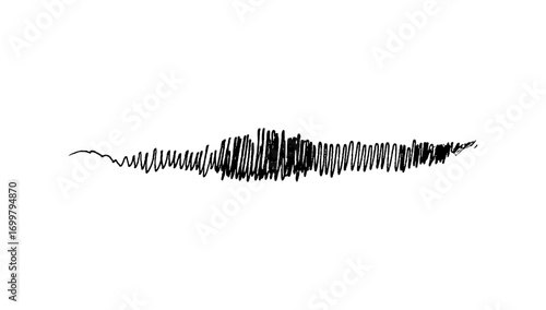 Hand-drawn messy scribble art that resembles a funny gentleman's mustache, isolated on a white background