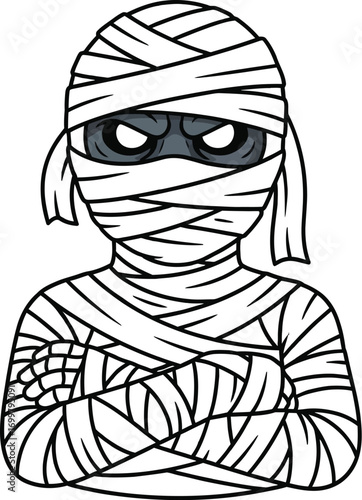 Spooky mummy cartoon character ready for Halloween fun