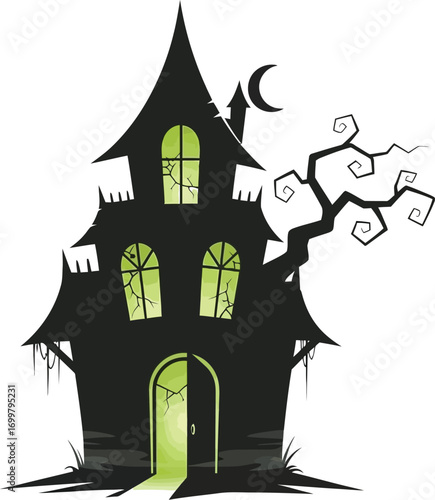 Spooky haunted house vector illustration for Halloween fun