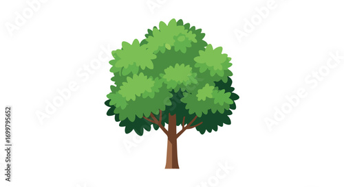 Stylized arboreal illustration showcasing lush green foliage against a clean white background for design purposes