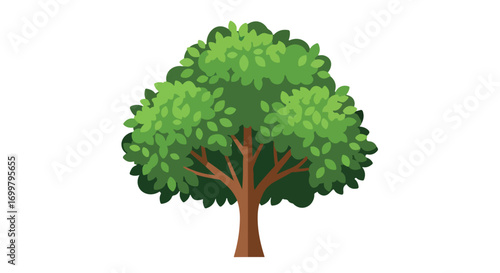Cartoon illustration of a lush green tree with vibrant leaves on a white backdrop displaying organic forms and earthy tones enhancing visualization