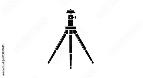 Black and White Minimalist Tripod Illustration Ready for Capturing the Perfect Shot or Stabilized Footage