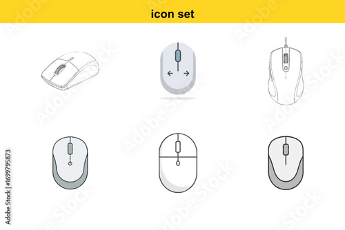Computer mouse icon set with different styles of technology Print