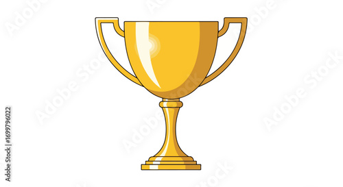 Illustration of a luminous golden trophy symbolizing victory, excellence, and a pinnacle of achievement on a crisp white backdrop