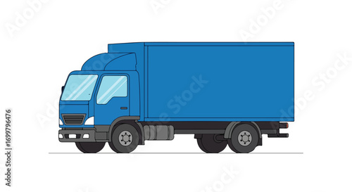 Blue delivery truck illustration showcasing transportation and logistics simplicity in vector art perfect for icons