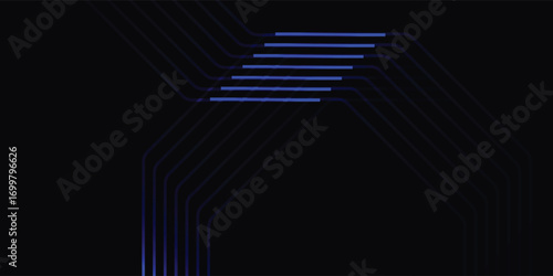 Abstract image of blue lines converging and forming a staircase-like pattern on a dark background.