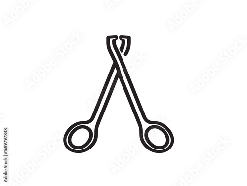 Precision Medical Forceps Icon in Clean Minimal Vector Line Illustration