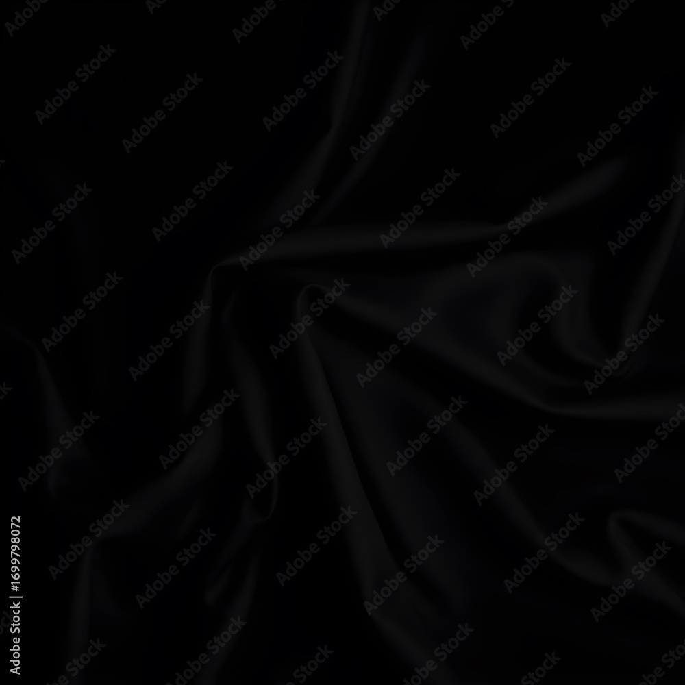 Fototapeta premium Luxurious black satin fabric with subtle folds and a smooth texture.