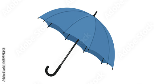 Isolated Blue Umbrella Illustration on White Backdrop Offering Rainy Day Weather Protection against the Elements