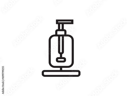 Medical Hand Sanitizer Dispenser Icon in Clean Minimal Vector Line Illustration
