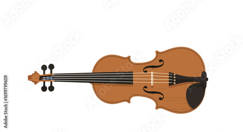 Stylized violin illustration against a stark white backdrop representing classical music and artful instruments