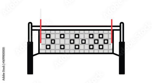 Volleyball net illustration depicting the standard equipment used in competitive matches emphasizing the visual simplicity and sporting context