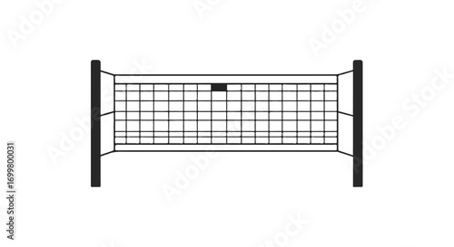Sporting equipment silhouette illustration: volleyball net ready for a competitive match, providing a dynamic backdrop for athletic events