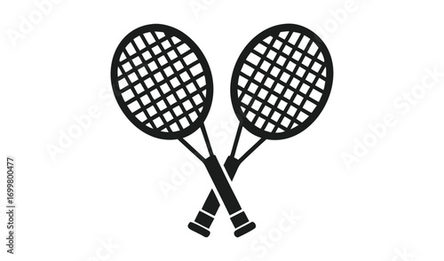 Two crossed tennis rackets silhouette icon sport equipment