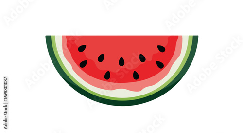 Vibrant Watermelon Slice Illustration with Seeds on a White Background for Summer Refreshment and Healthy Eating Concept