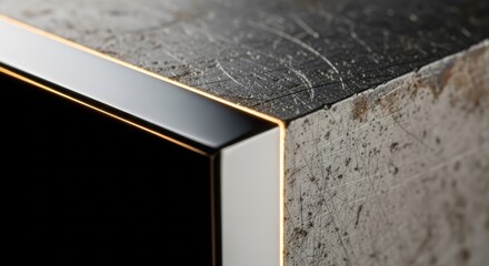 Abstract metal and dark surface with a light edge border detail