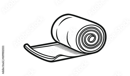 Simple line drawing of a rolled bandage unrolling