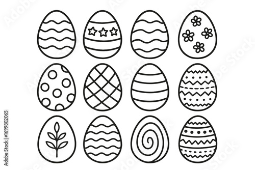 Colorful collection of decorative egg designs for festive celebrations and creative activities
