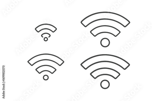 Different sizes of Wi-Fi signal icons representing varying signal strength and connectivity levels