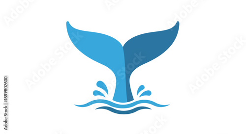 Whale tail breaching the ocean surface in vibrant blue, a symbol of marine life and freedom, embodying the spirit of oceanic exploration and