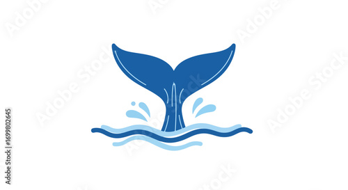Majestic mammal marine sea life aquatic animal ocean depths tail design surface water ripple splash graphic illustration