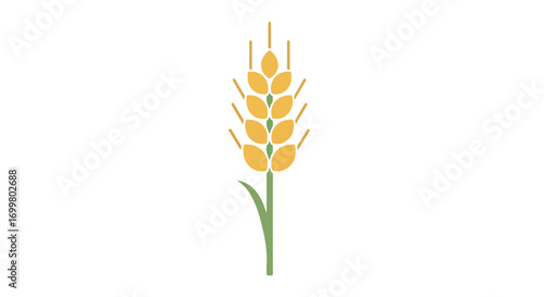 Minimalist Illustration of a Wheat Ear with Abstract Elements Emphasizing Growth and Harvest
