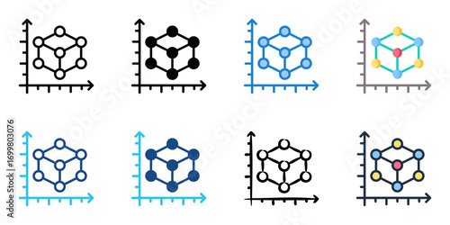 Mathematical Modeling icon set multiple style collection 
