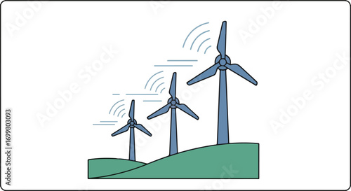 Wind Turbines Array: An Illustration of Green Energy Production and Eco-Friendly Power Generation