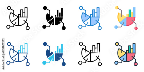 Statistical Analysis icon set multiple style collection 
