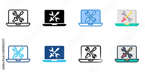 IT Troubleshooting icon set multiple style collection 
