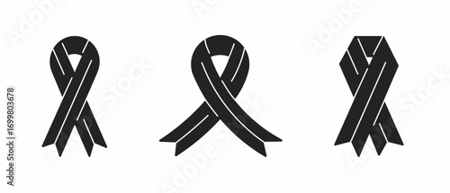 Tie, ribbon. Black illustration of ribbon, tie icon. Stock vector icon design.