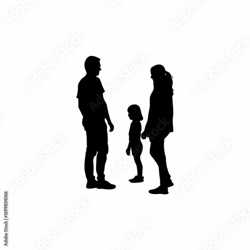 Parents stopping child from underage driving silhouette isolated on white background