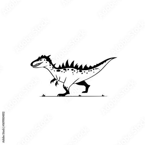 Carnotaurus. Carnotaurus simple black and white line art vector logo