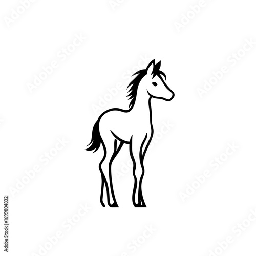 foal. foal simple black and white line art vector logo