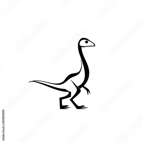 Pachycephalosaurus. Pachycephalosaurus simple black and white line art vector logo